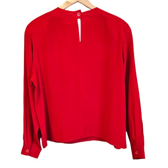 Nordstrom Town Square 100% Silk Blouse Pleated Front Red Women’s Size 14 - Picture 5 of 7
